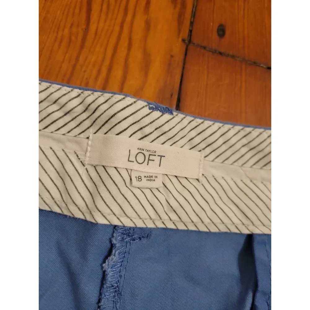 Loft The Riviera Short Womens 18 Blue Vacation Summer Cotton Blend Classic Fit